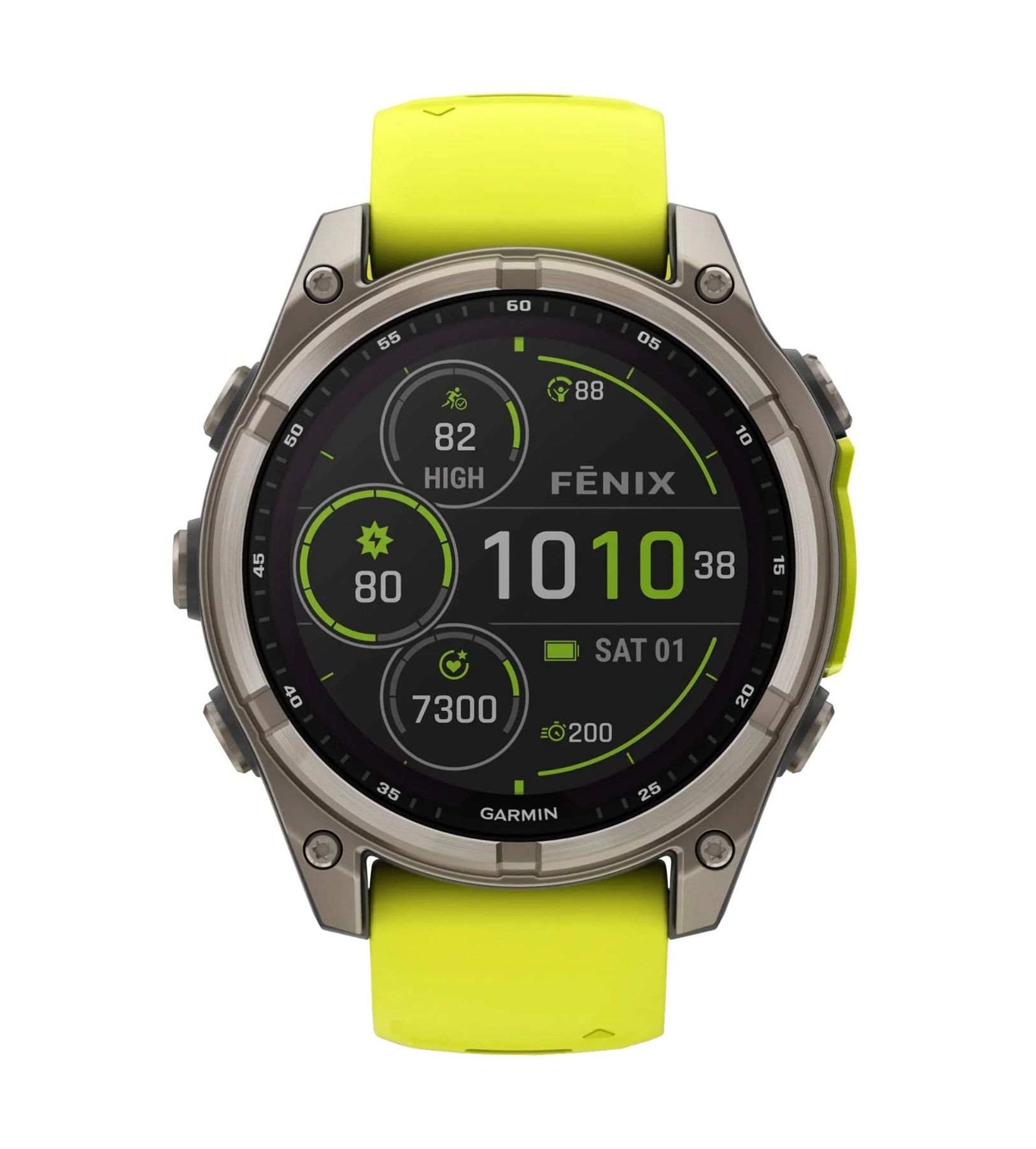 Garmin Fenix 8, 47 мм, Solar, Sapphire Titanium with AMP Yellow/Graphite silicone band, Желтый/графитовый