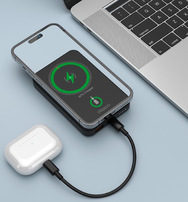 Power Bank Deppa NRG MageSafe 10000 мА-ч Basic, 15Вт QI, Черный