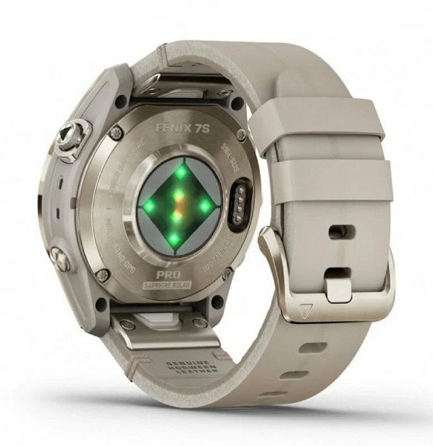 Garmin Fenix 7S Pro Сапфир Solar, Ремешок из мягкой золотой кожи