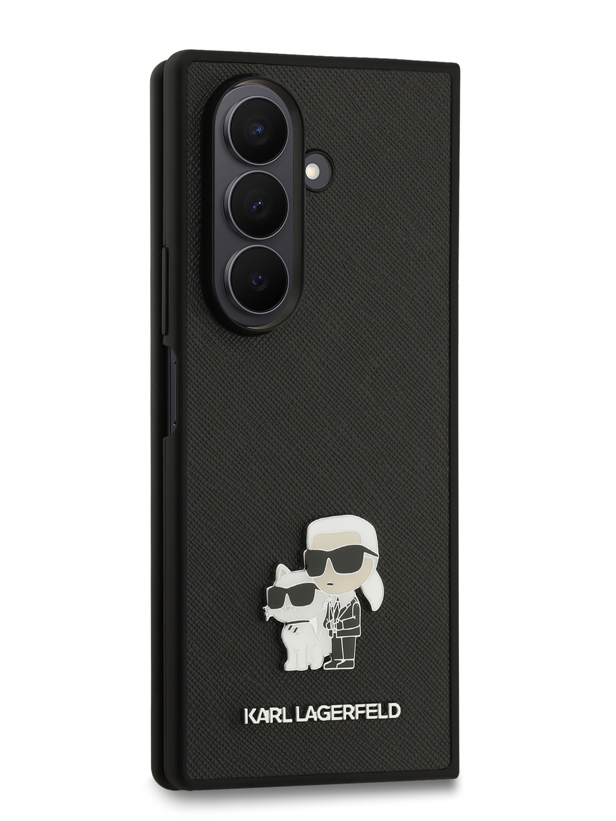 Чехол Lagerfeld для Galaxy Z Fold7 PU NFT Karl&Choup heads Metal pin and Camera Hard Black (MagSafe), Черный