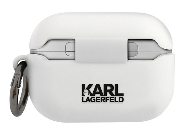 Чехол силиконовый Lagerfeld для Airpods Pro, Кольцо с логотипом RSG, Белый