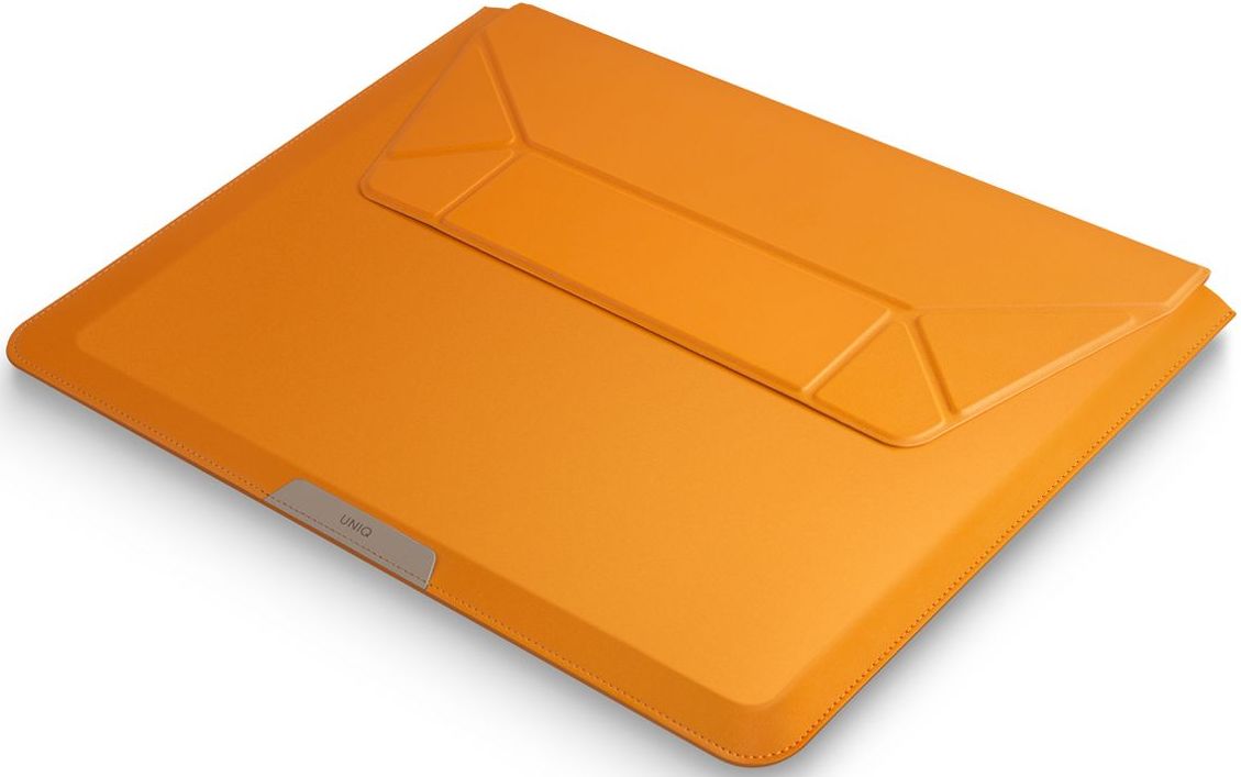 Чехол Uniq для ноутбуков 14" Oslo V.2 PU leather Magnetic Laptop sleeve/foldable stand Mustard, Оранжевый