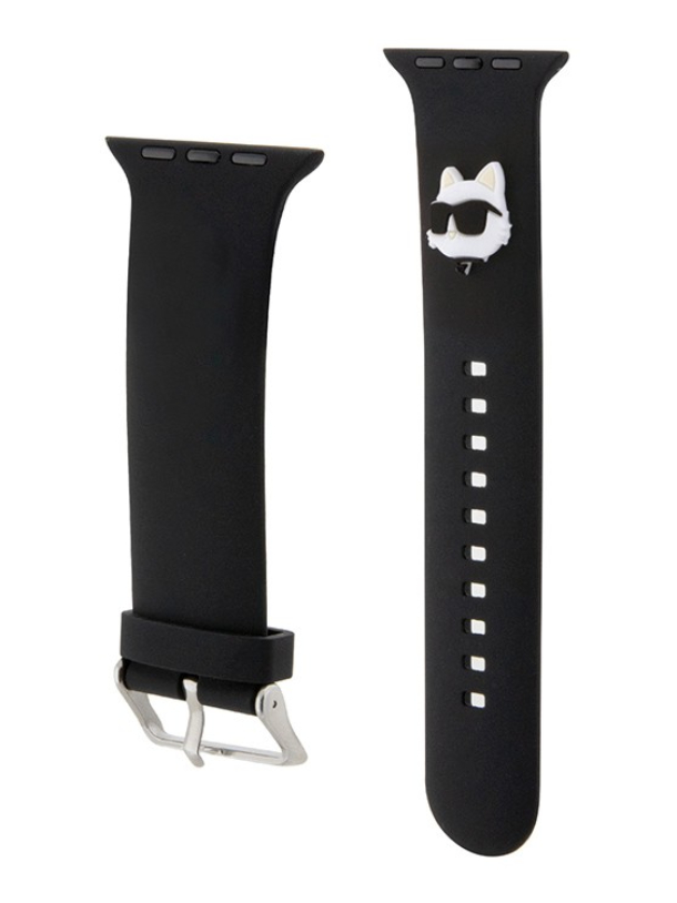 Lagerfeld для Apple Watch 45/44/42 мм ремешок 3D Rubber NFT Choupette head, Черный