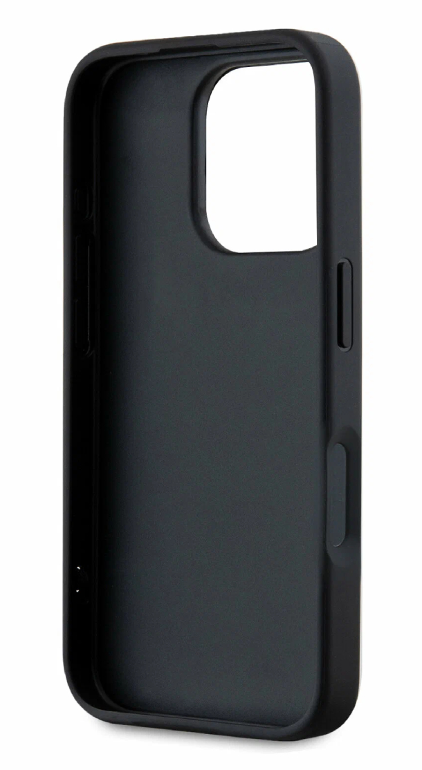 Чехол Lagerfeld для iPhone 16 Pro Max, PU Saffiano Stripe Logo Hard + Nylon Hand cord, Черный/Красный