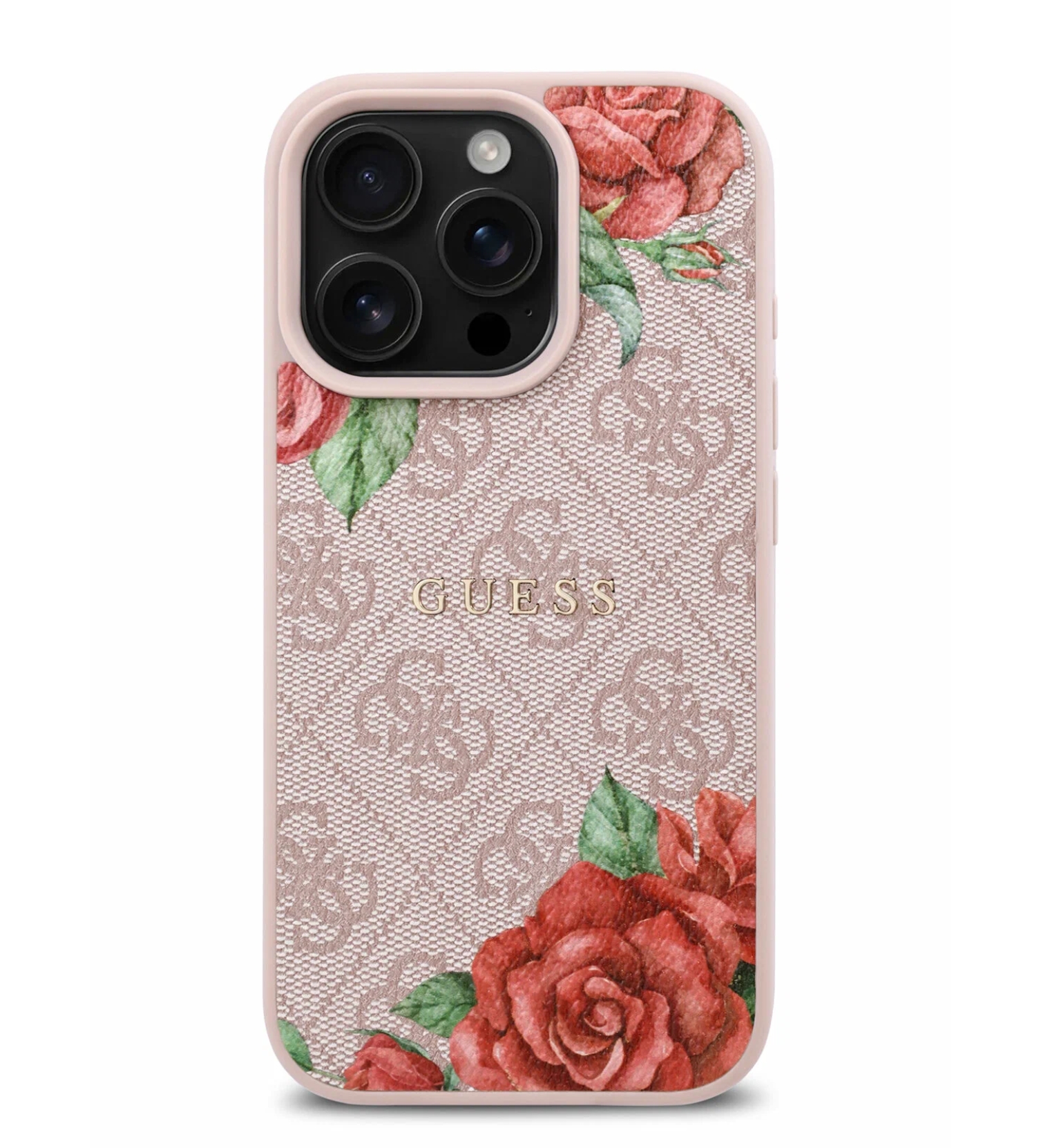 Чехол Guess PU Flowers Roses Hard с MagSafe для iPhone 16 Pro Max, Розовый