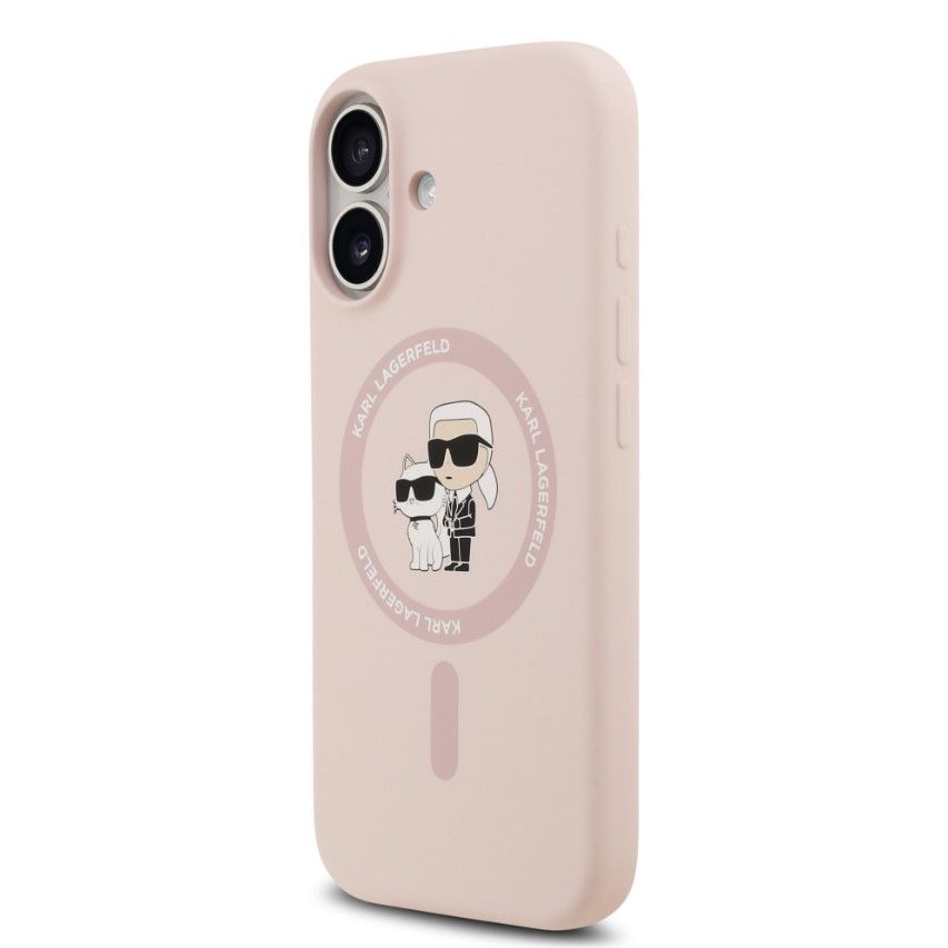Чехол Lagerfeld iPhone 17 Liquid Silicone NFT Karl & Choupette Hard Pink, MagSafe, Розовый