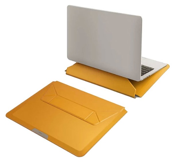 Чехол Uniq для MacBook 14" Oslo V.2 PU Кожа Magnetic Laptop sleeve/foldable stand, Горчичный