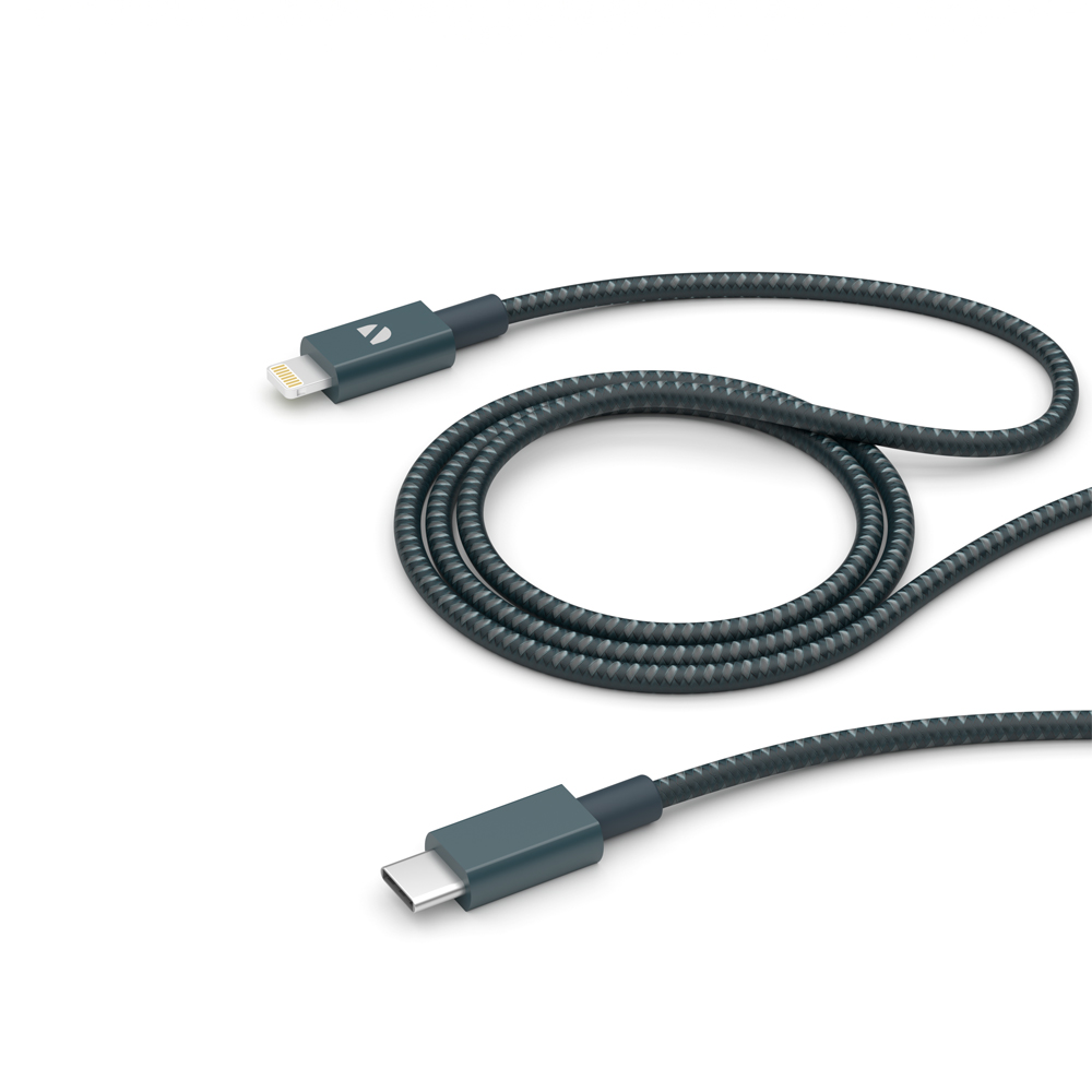 Deppa USB-C – Lightning, MFI, алюминий/нейлон 1.2м, Графит