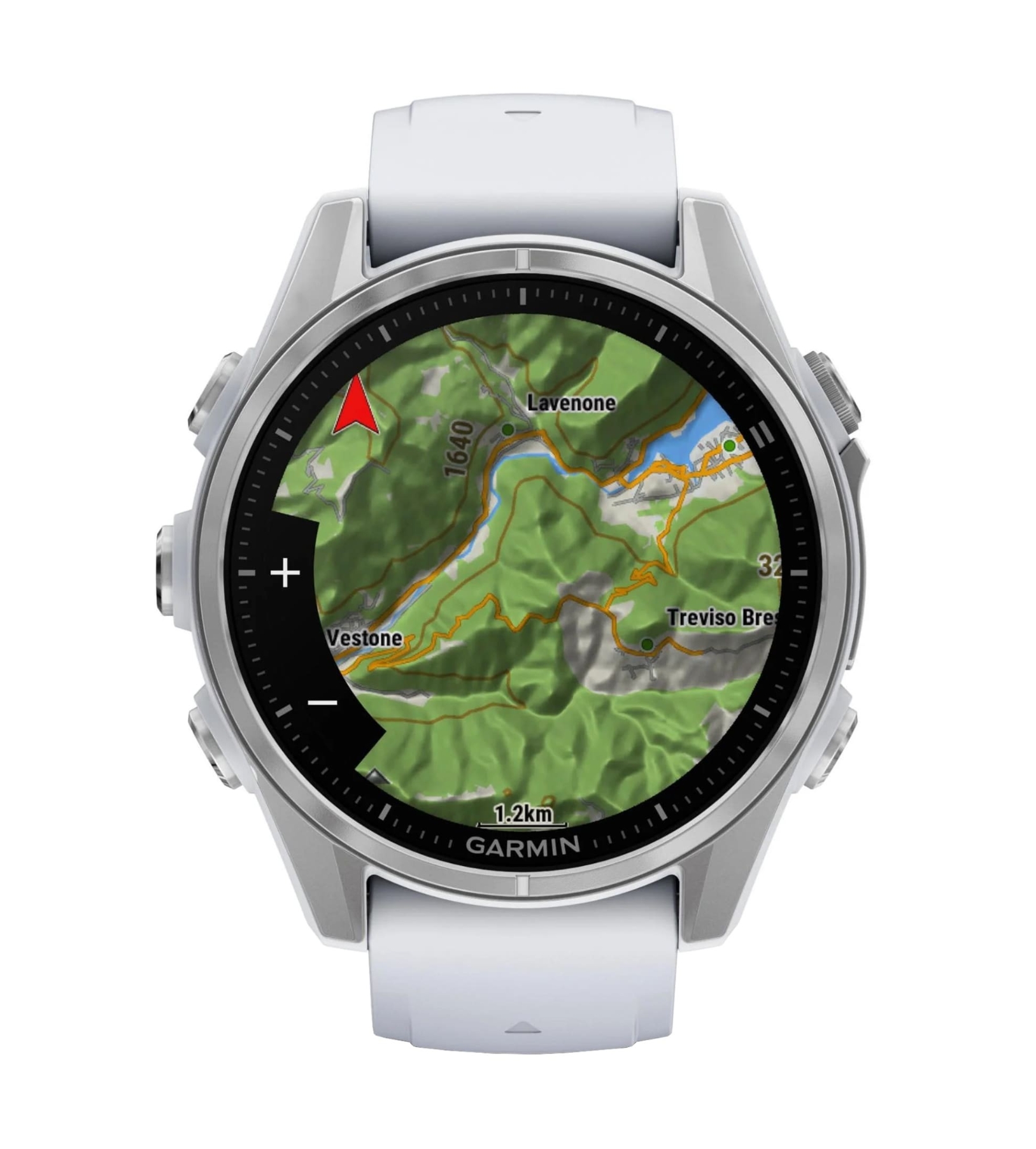 Garmin Fenix 8, 43 мм, AMOLED, Серебро/силикон  с белым камнем