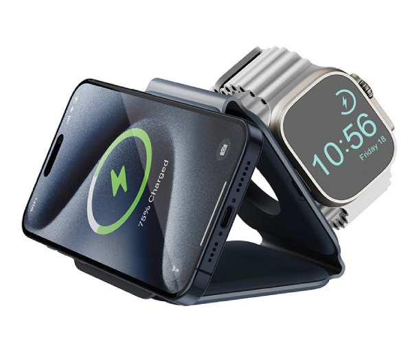 Bazi GoMag Trio PLUS magnetic wireless foldable 15W, Темно-синий