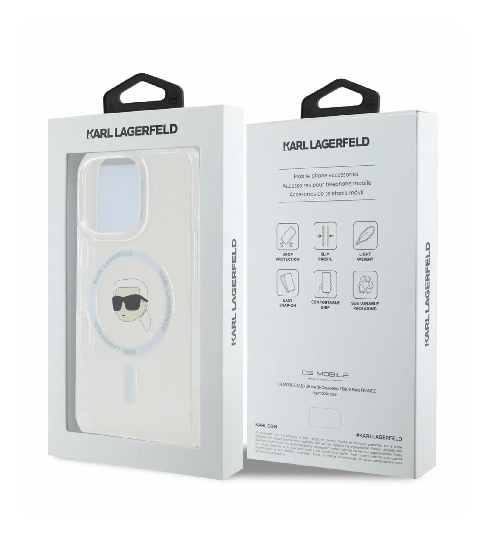 Чехол Lagerfeld PC/TPU NFT Karl Head Metal camera Hard White (MagSafe) для iPhone 16 Pro, Белый
