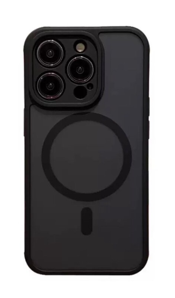 Чехол пластиковый Monarch 02-Magnetic для iPhone 15 Pro с силиконовыми бортами, Черный