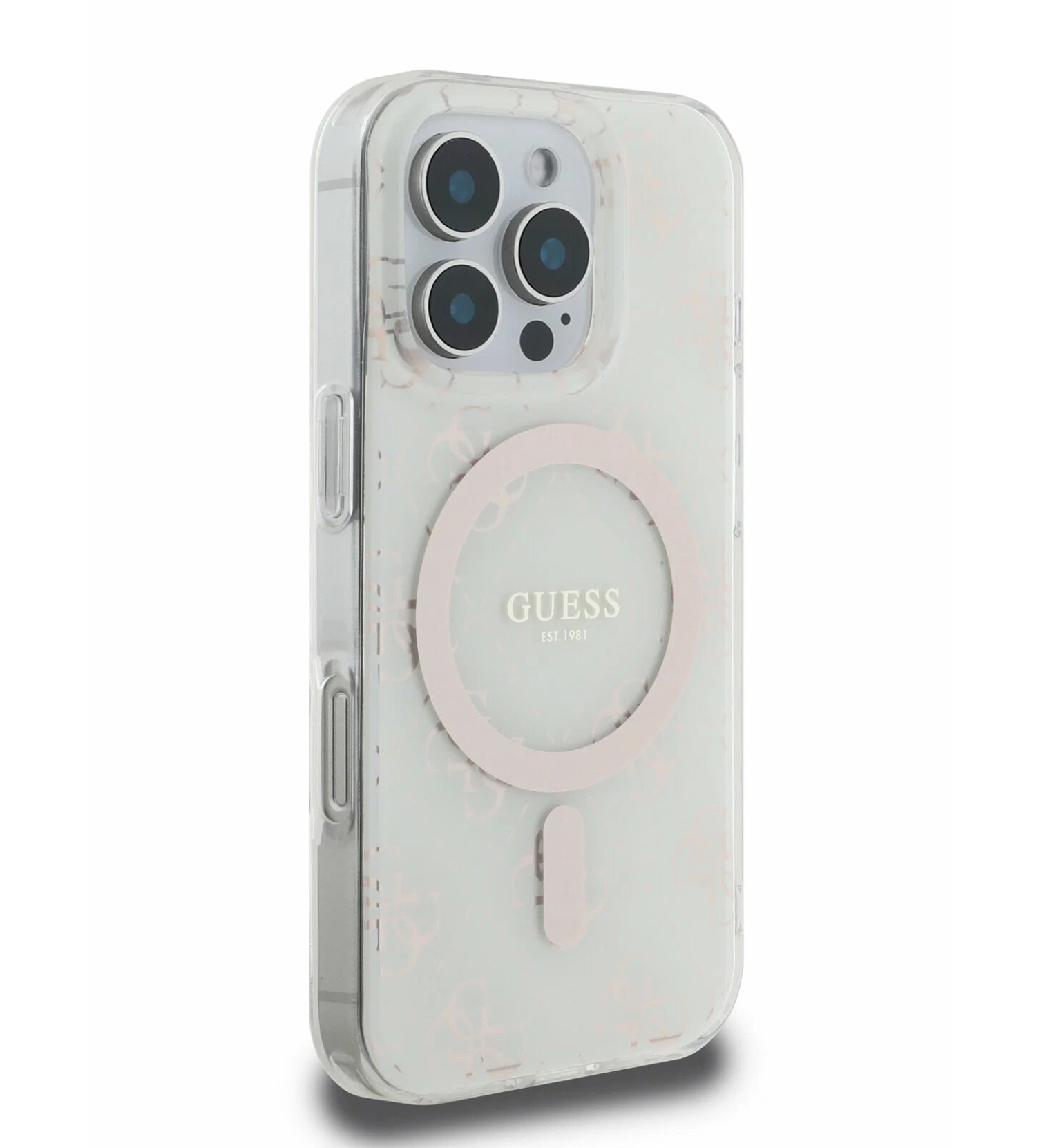 Чехол Guess PC/TPU 4G Tone On Tone Hard с MagSafe для iPhone 16 Pro Max, Белый