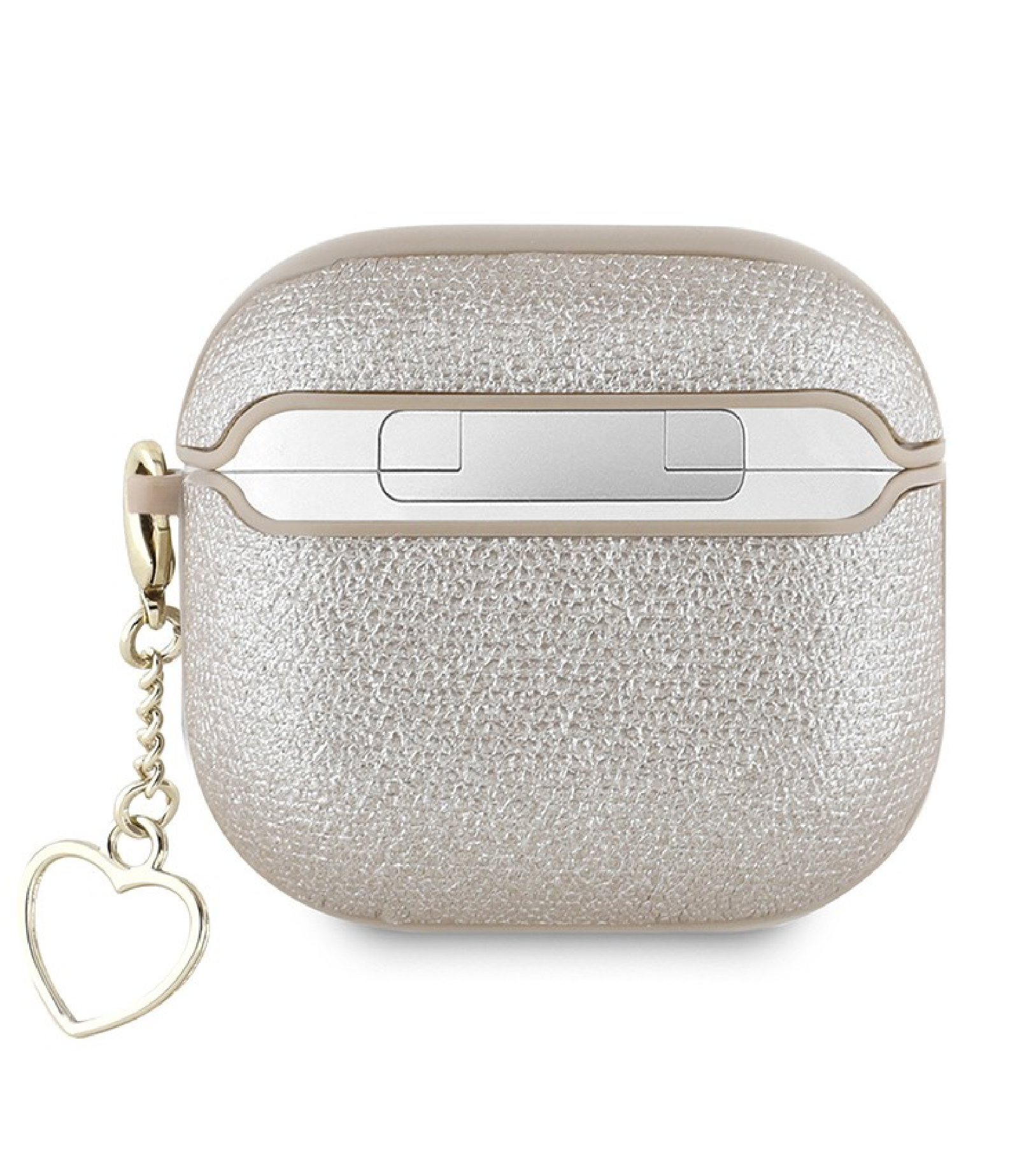 Чехол Guess PU leather with Script metal logo and Heart charm для Airpods 4, Золотой