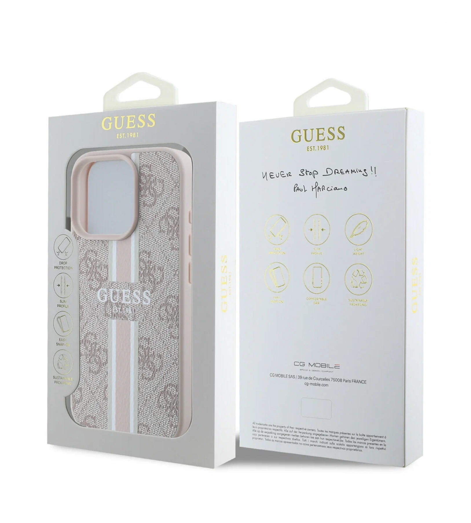 Чехол Guess PU 4G Stripes (MagSafe) для iPhone 16 Pro, Розовый