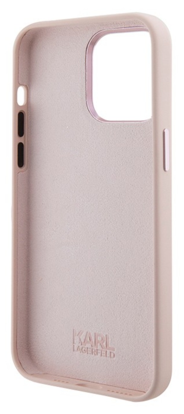 Чехол Lagerfeld для iPhone 15 Pro Max, Силикон NFT Choupette metal pin Hard, Розовый