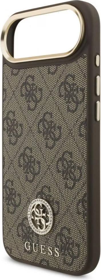 Чехол Guess iPhone Air PU 4G Diamond metal logo Gold camera Hard Brown, MagSafe, Коричневый