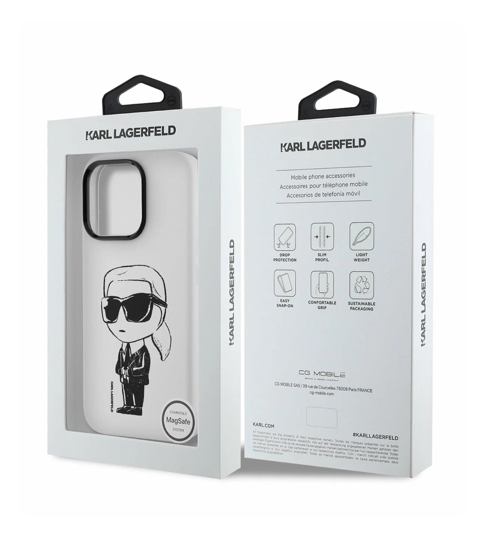 Чехол Lagerfeld Liquid Silicone NFT Graffiti Karl Ikonik Hard White (MagSafe) для iPhone 16 Pro Max, Белый