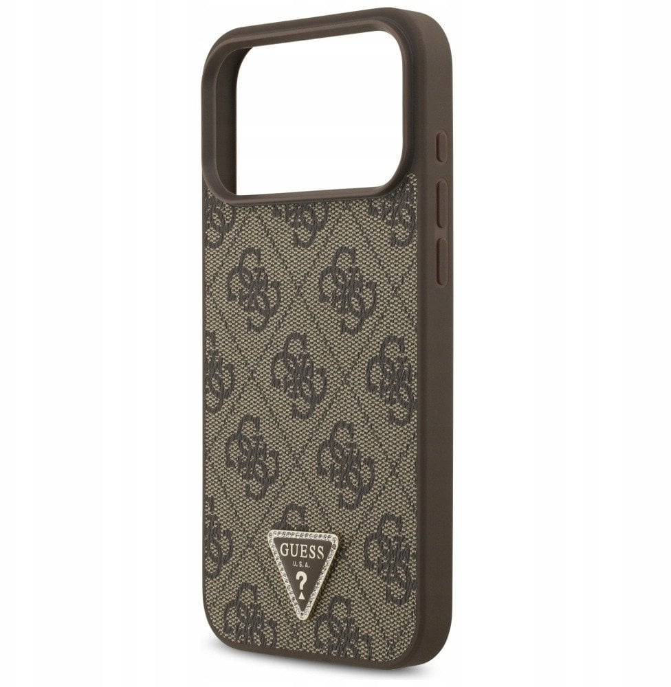 Чехол Guess iPhone 17 Pro Max PU 4G Triangle Diamond metal logo Hard Brown, MagSafe, Коричневый