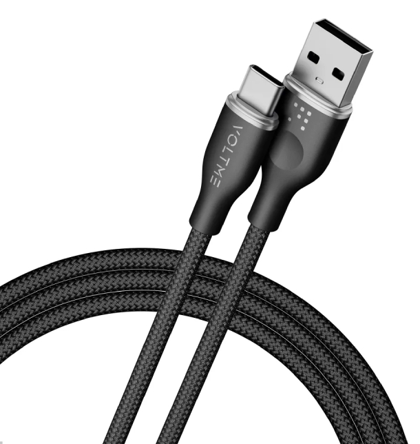 VOLTME RUGG USB A+Type-C 3A 60 Вт 1.8м Нейлон 60W, Черный