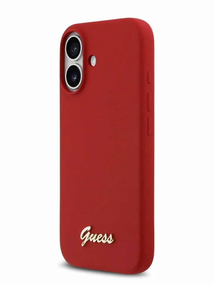 Чехол Guess iPhone Air чехол Liquid silicone Gold metal logo & Camera Hard Magenta, MagSafe, Красный