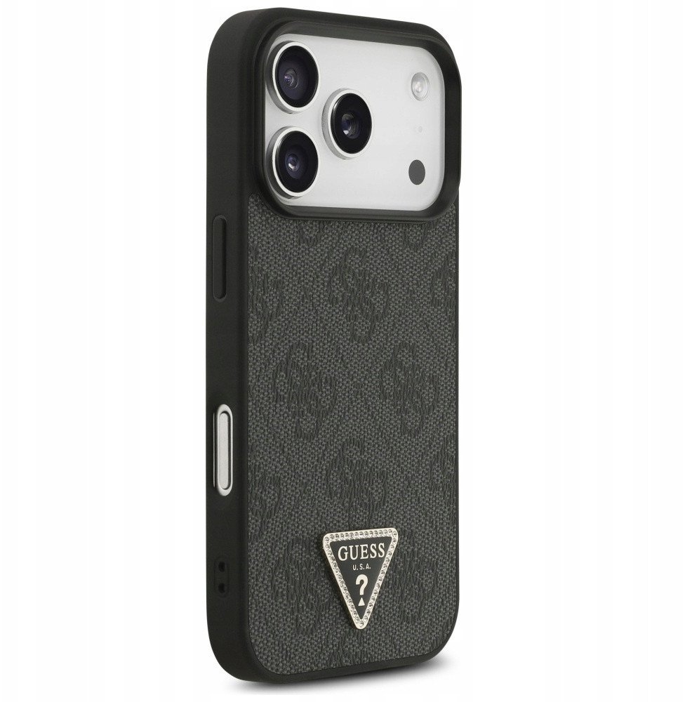 Чехол Guess iPhone 17 Pro PU 4G Triangle Diamond metal logo Hard Black, Magsafe, Черный