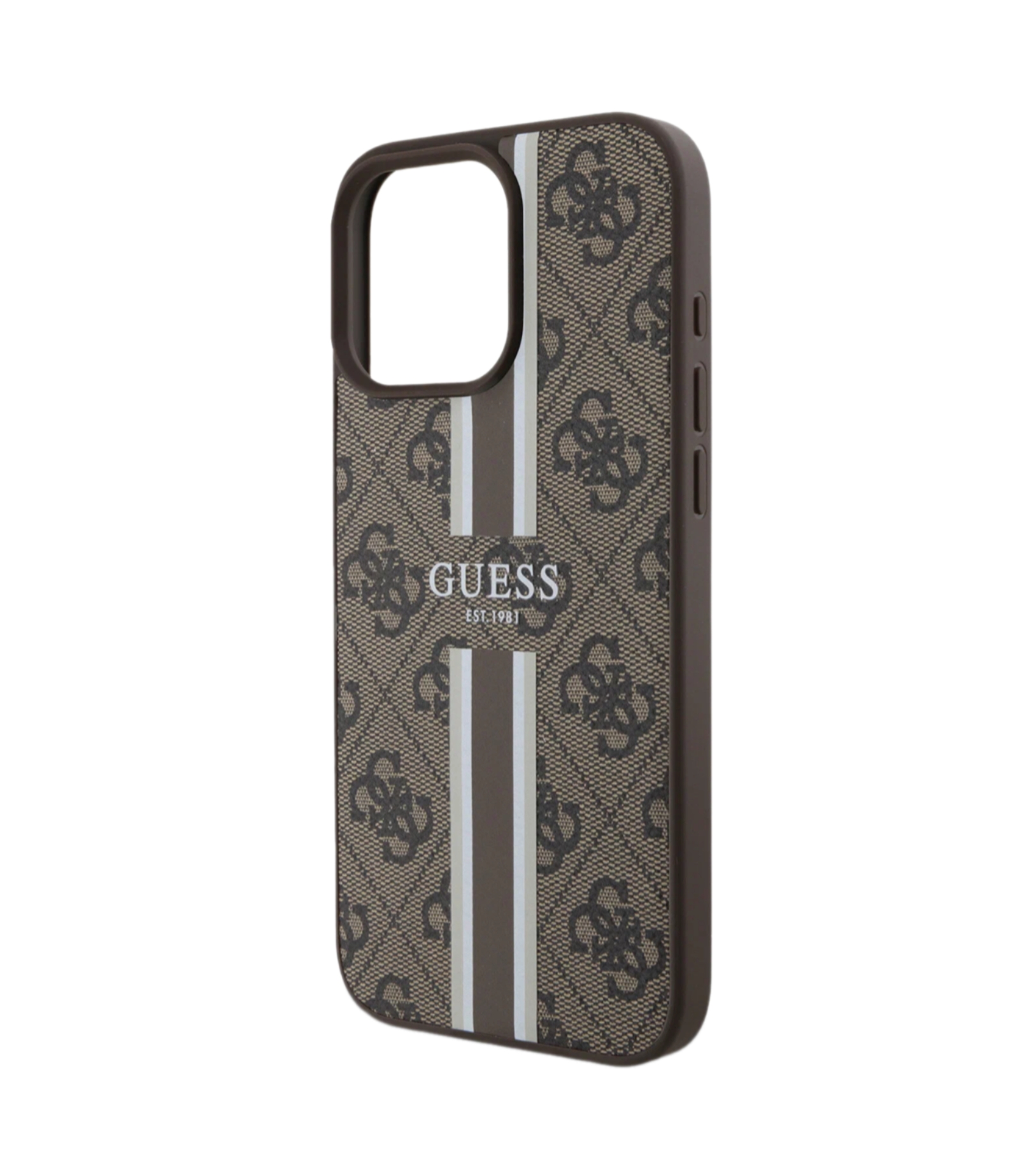 Чехол Guess PU 4G Stripes Hard Brown (MagSafe) для iPhone 16 Pro Max