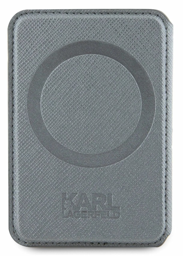 Чехол-бумажник Lagerfeld Wallet MagSafe Cardslot Stand Saffiano Monogram Plate logo, Серебряный