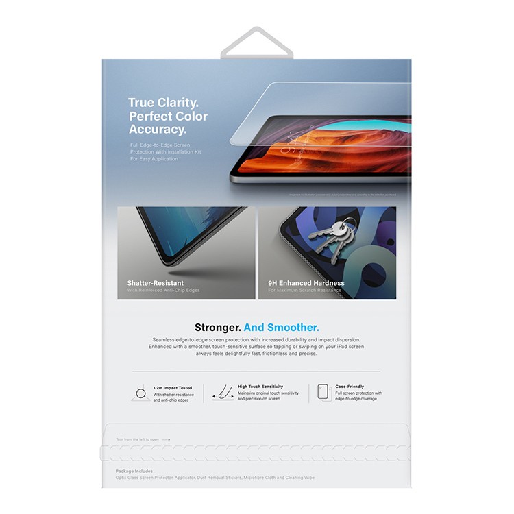 Защитное стекло Uniq OPTIX CLEAR для IPAD PRO 11" (1-4 Gen) / Air 10.9, Прозрачное без рамки