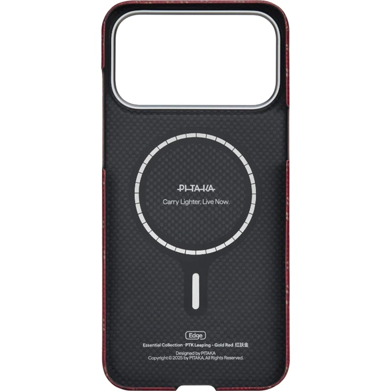 Чехол Pitaka Monogram Ultra-Slim для iPhone 17 Pro Max, Красно-золотой