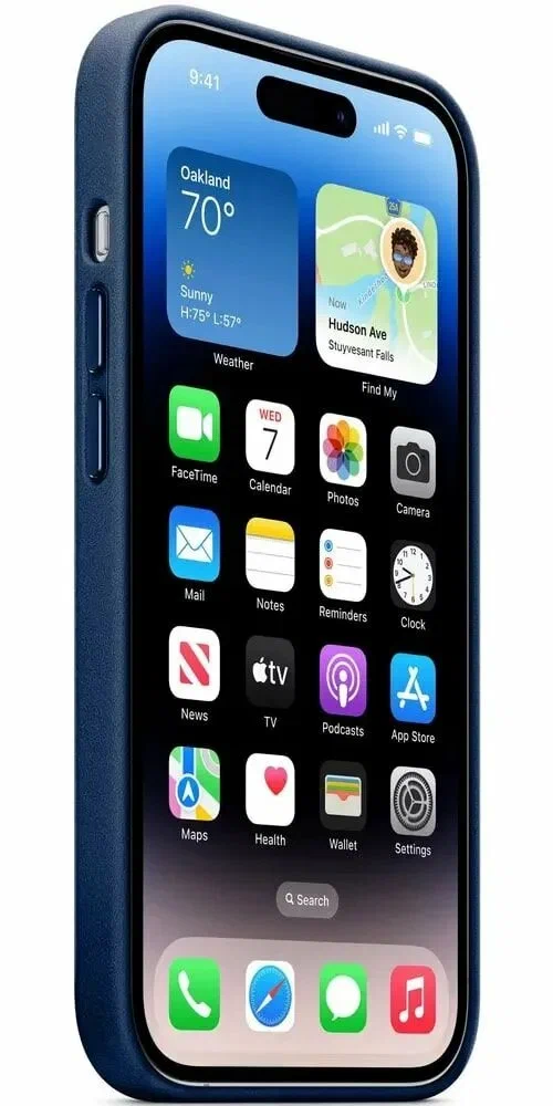 Чехол Leather Case MagSafe для iPhone 16 Pro, синий