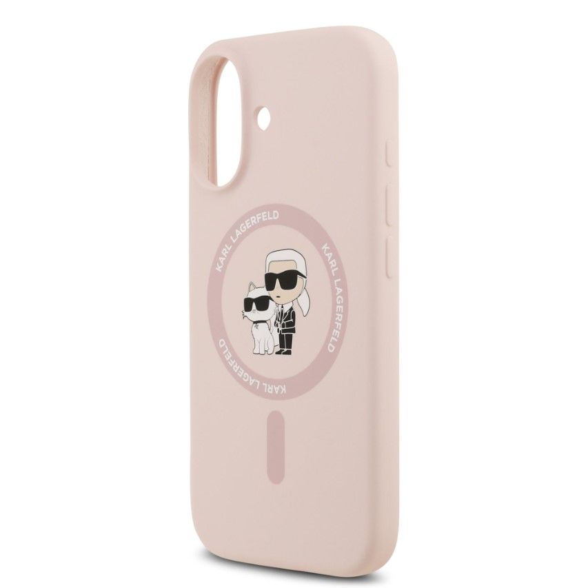 Чехол Lagerfeld iPhone 17 Liquid Silicone NFT Karl & Choupette Hard Pink, MagSafe, Розовый