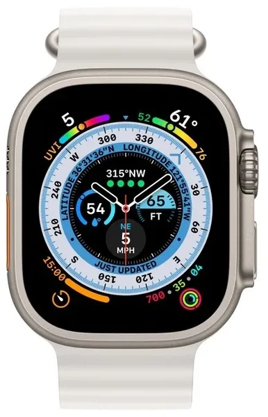 Apple Watch Ultra, 49 мм, корпус из титана, ремешок Ocean белого цвета, FNH83 - CPO