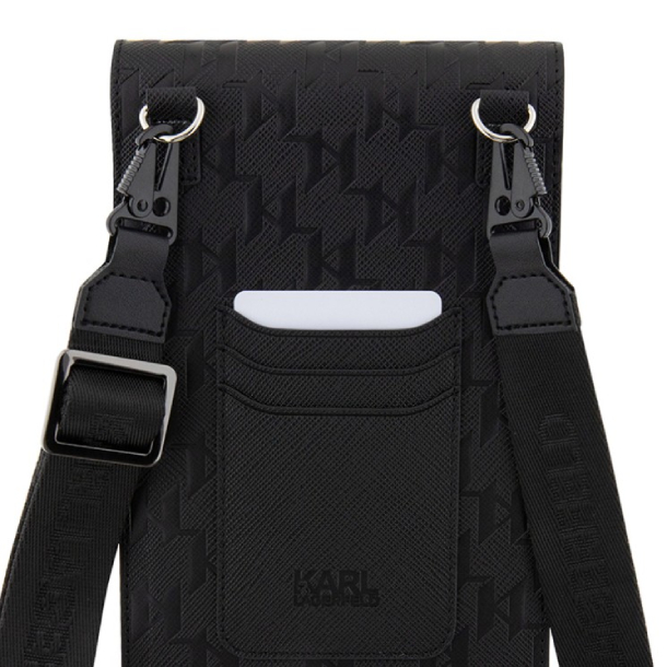 Сумка для смартфонов Lagerfeld Wallet Saffiano Monogram NFT Karl Ikonik, Черный