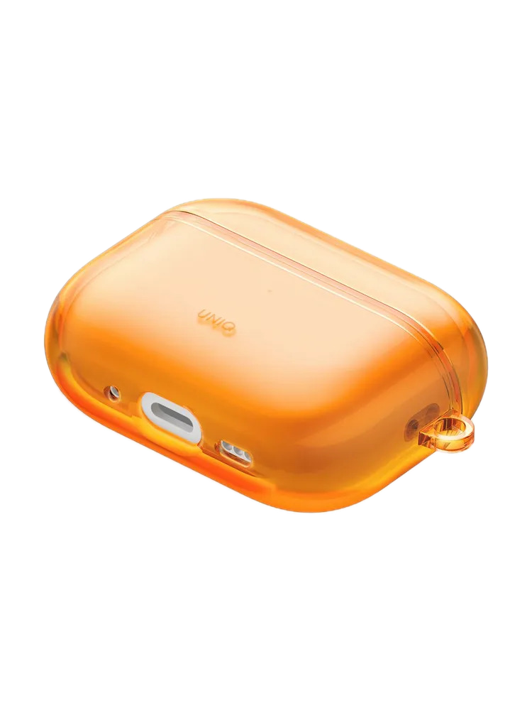 Чехол Uniq для Airpods Pro 3 Glase TPU case with carabin Golden Citrus, Прозрачно-оранжевый