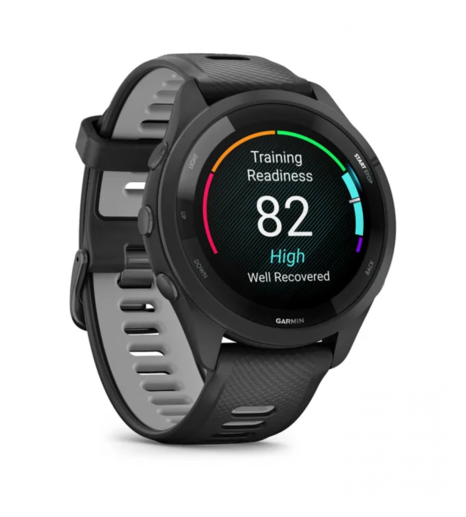 Garmin Forerunner 265, Черный циферблат и корпус с черным/пудровым серым силиконовым ремешком