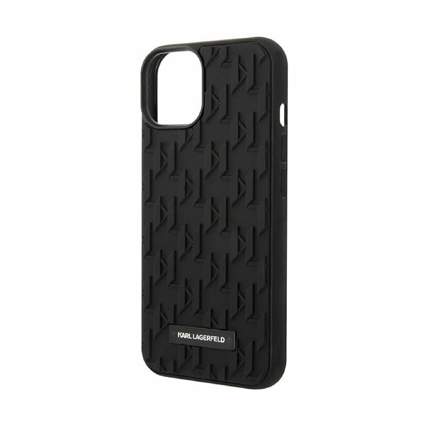 Чехол Lagerfeld для iPhone 15, 3D Rubber Monogram Metal logo Hard, Черный