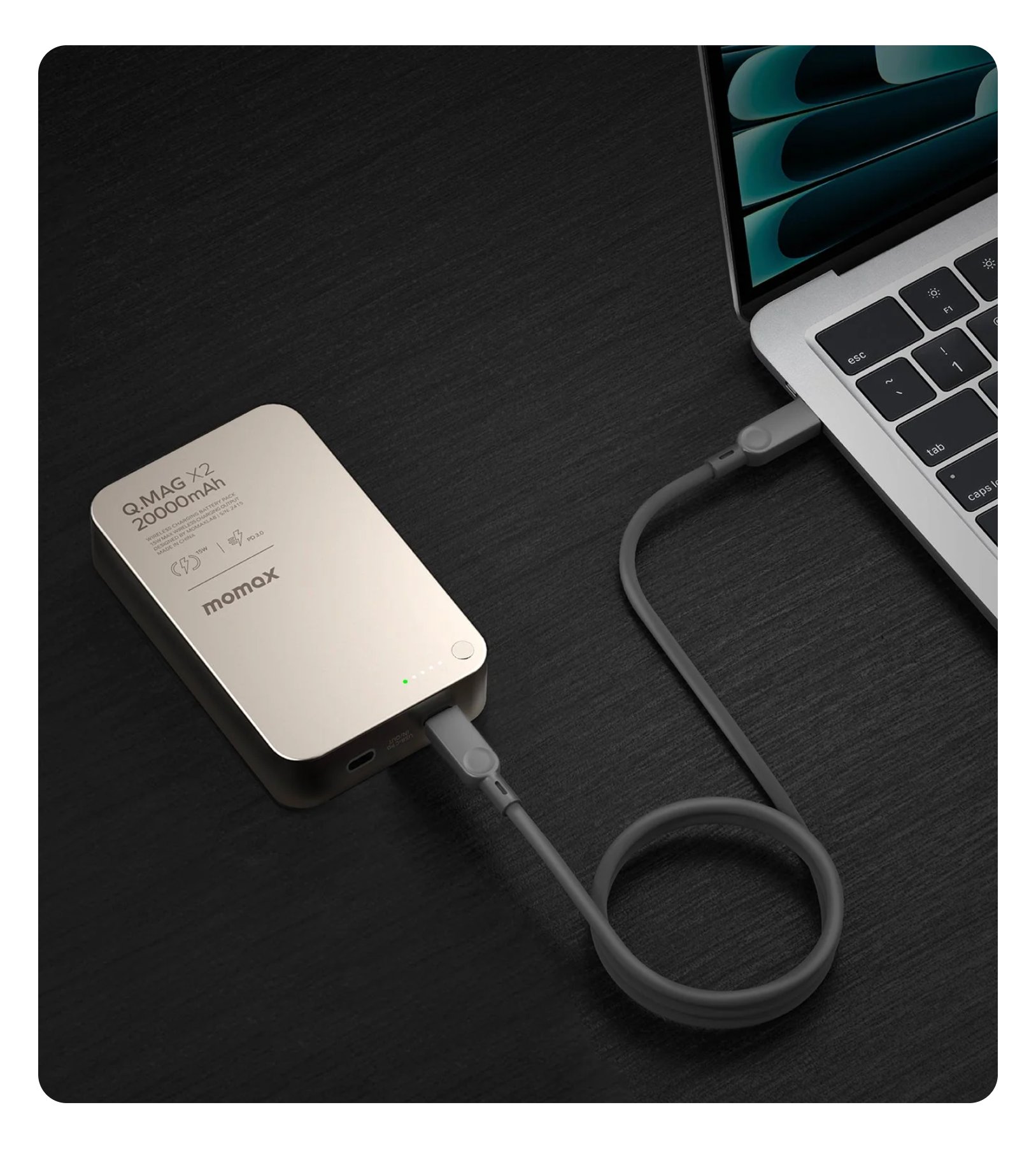 Power Bank Momax IP133CNL2 Q.Mag X2 Magnetic Wireless Battery Pack, 20000 mAh, Золотистый