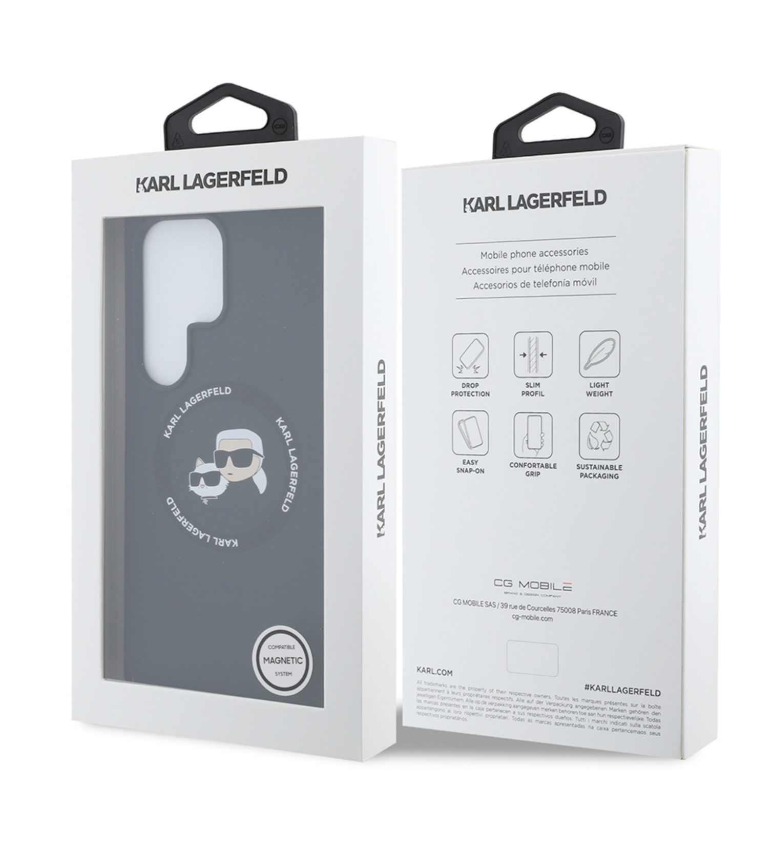 Чехол Lagerfeld Liquid Silicone NFT Karl & Choupette Head Galaxy S25 Ultra, MagSafe, Черный