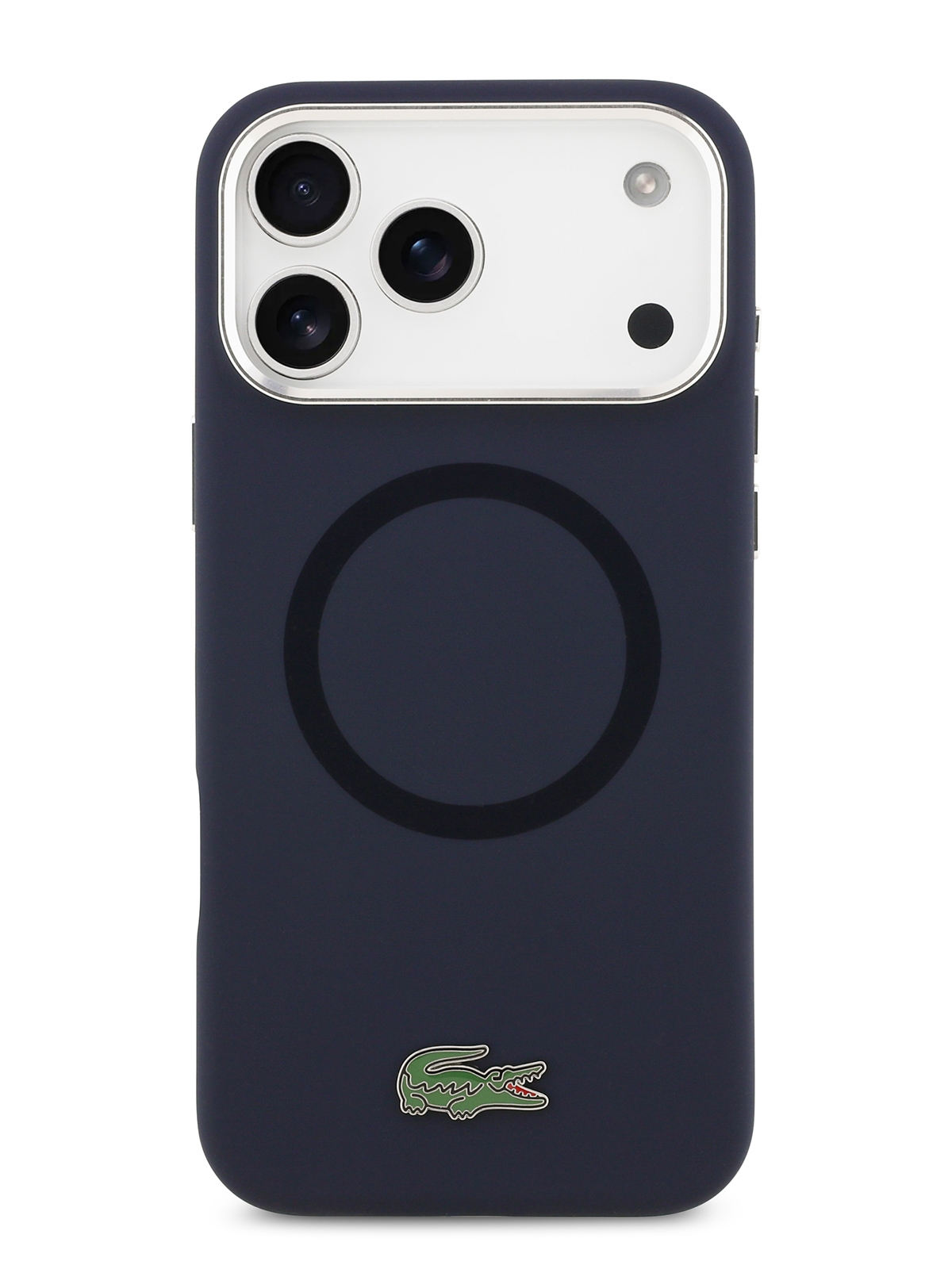 Чехол Lacoste для iPhone 17 Pro Max Liquid silicone Lacquer Metal logo & Cam Hard, MagSafe, Темно-синий