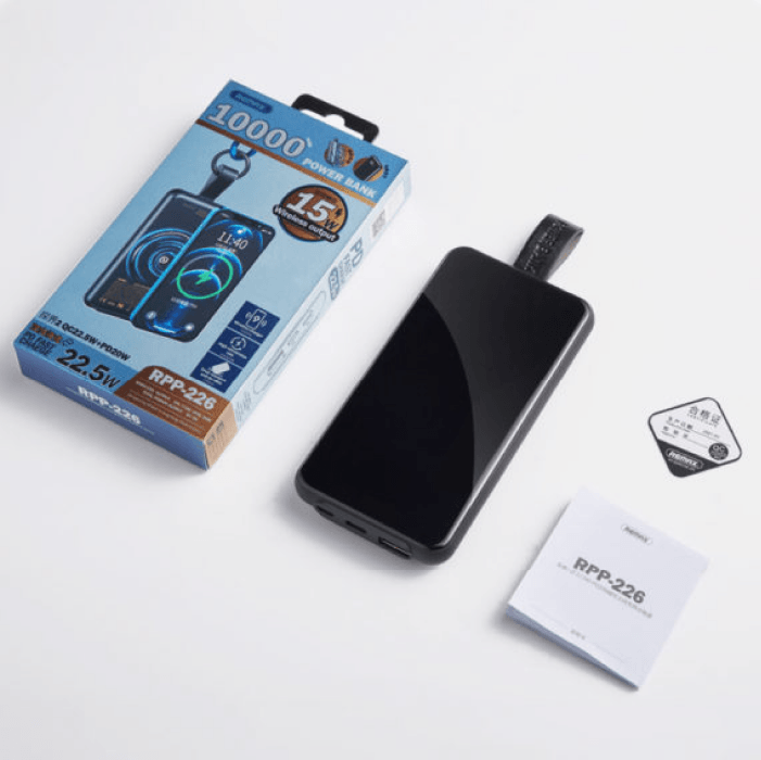 Power Bank Remax RPP-226 10000 мА·ч Tangee II Series QC 22.5W+PD 20W Magnetic Wireless, Черный