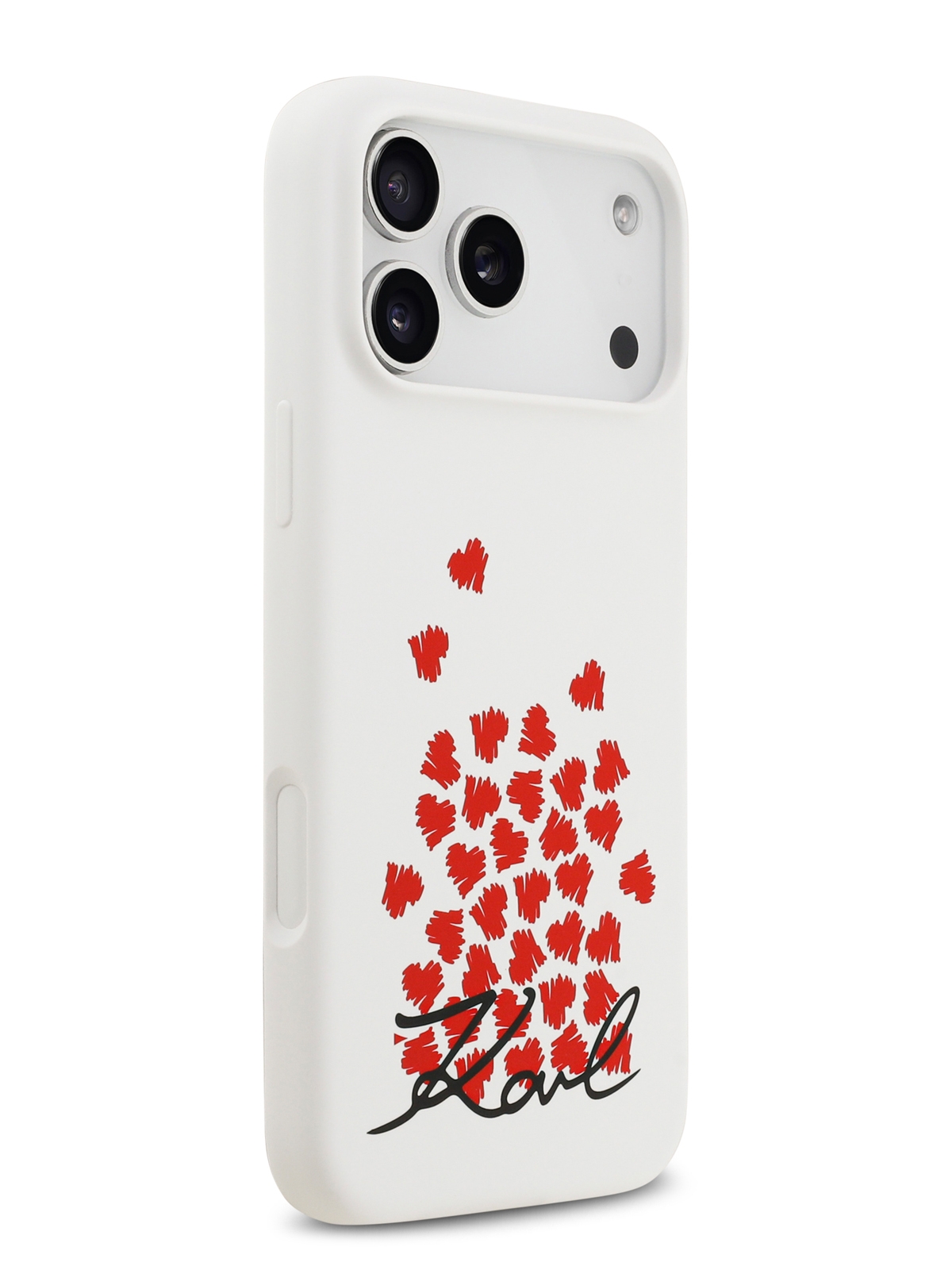Чехол Lagerfeld iPhone 17 Pro Max Liquid Silicone Hearts Hard White, MagSafe, Белый