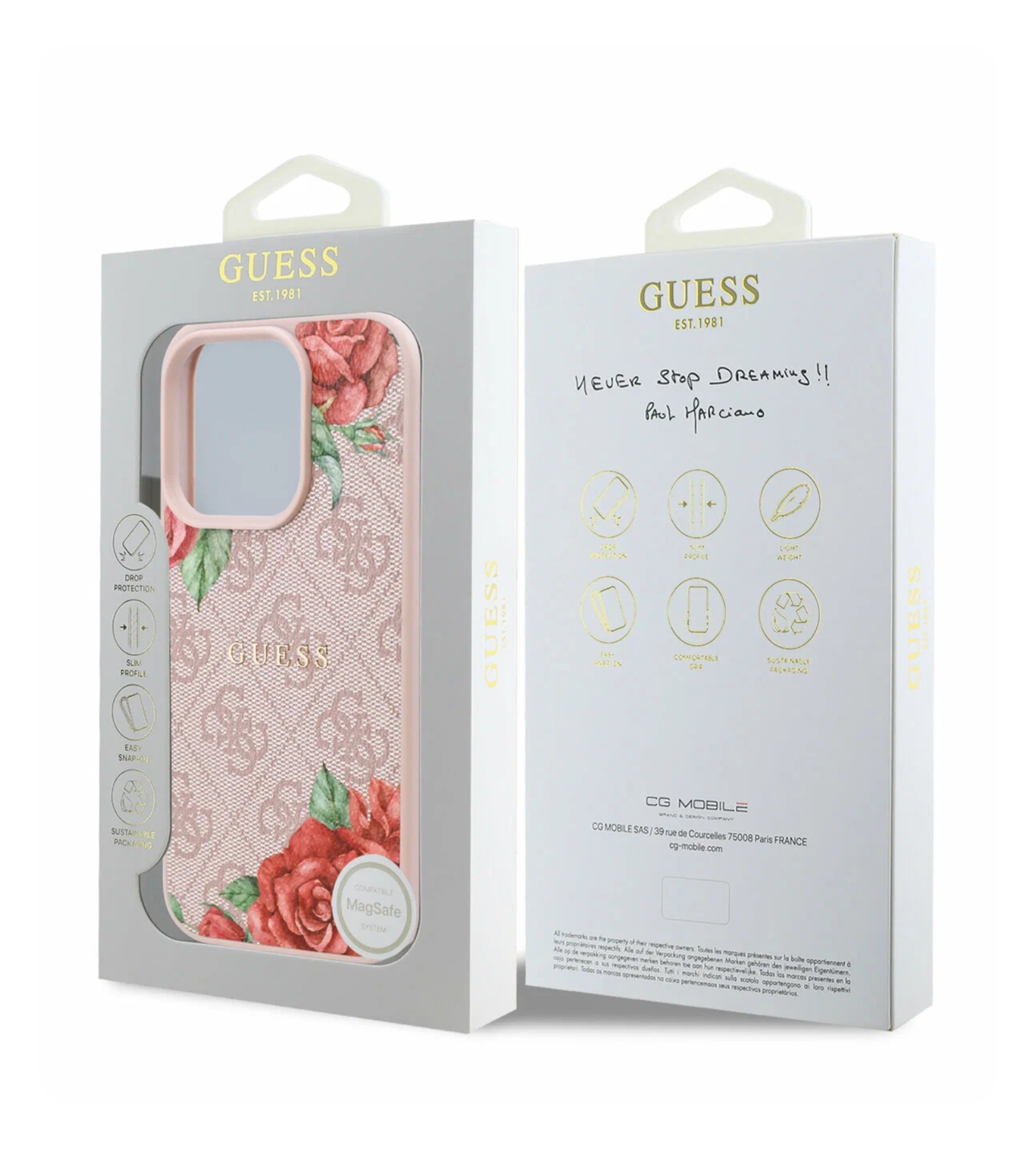 Чехол Guess PU Flowers Roses (MagSafe) для iPhone 16 Pro, Розовый