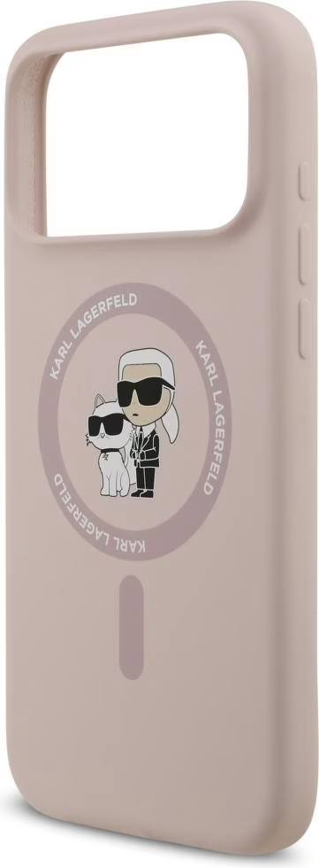 Чехол Lagerfeld iPhone 17 Pro Max Liquid Silicone NFT Karl & Choupette Hard Black, MagSafe, Розовый