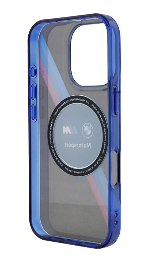 Чехол BMW для iPhone 16 Pro, Motorsport PC/TPU Круг и триколор MagSafe, Черный 