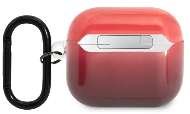 Чехол AMG для Airpods 3 PC/TPU Большой логотип прозрачно-красного цвета