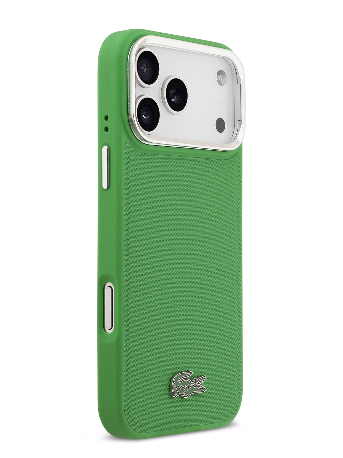 Чехол Lacoste для iPhone 17 Pro PVC Lacquer Metal logo with Camera Stand, (MagSafe, Зеленый