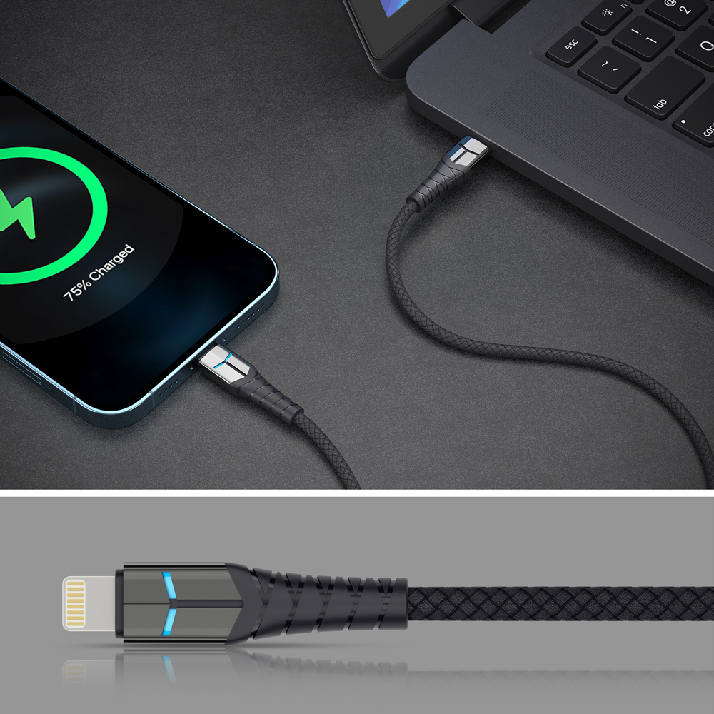 Deppa USB-C – Lightning, 1.2м, Черный