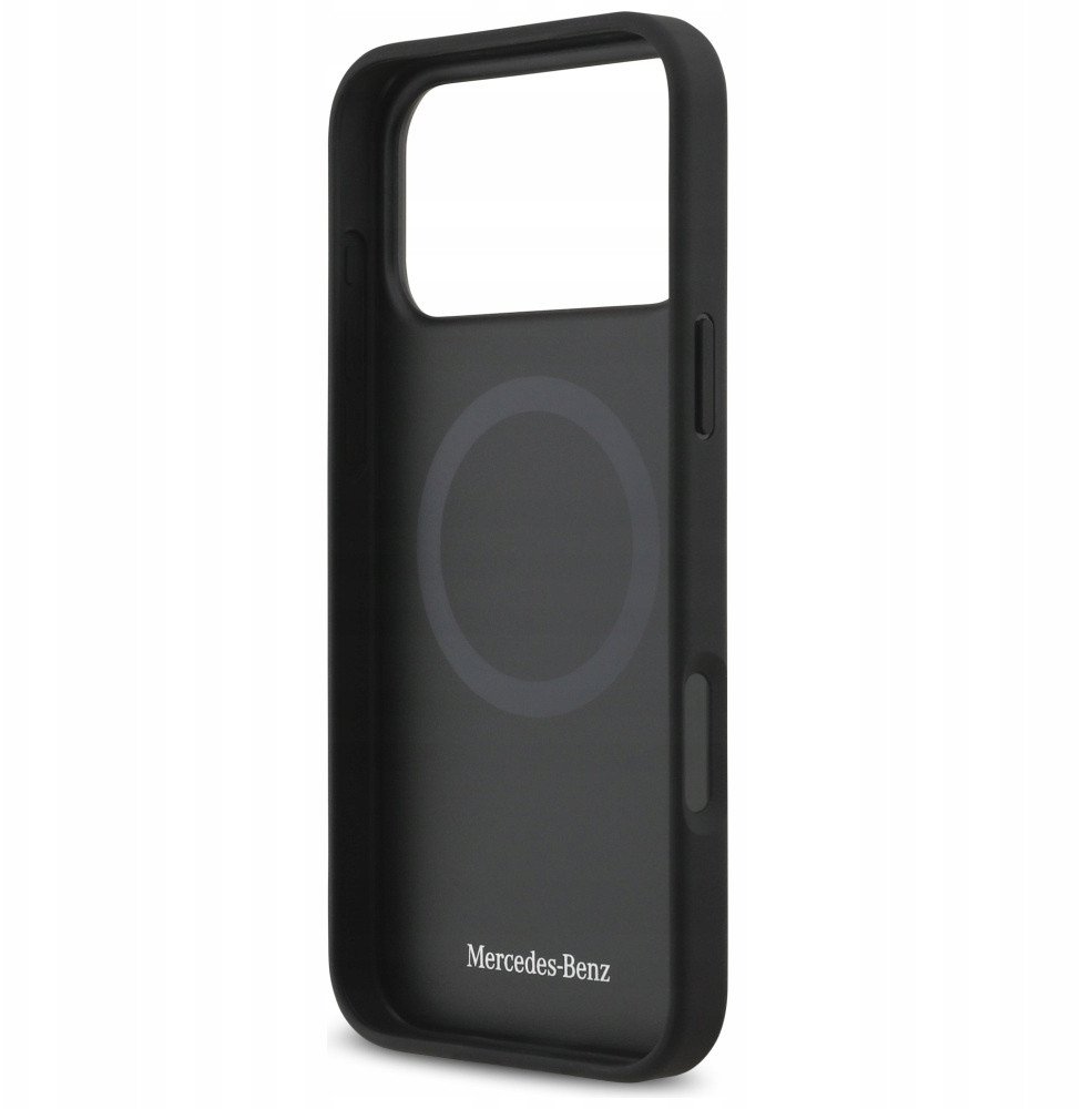 Чехол Mercedes iPhone 17 Pro Max Leather Laurel Leaves Vertical Stripes, MagSafe, Темно-синий