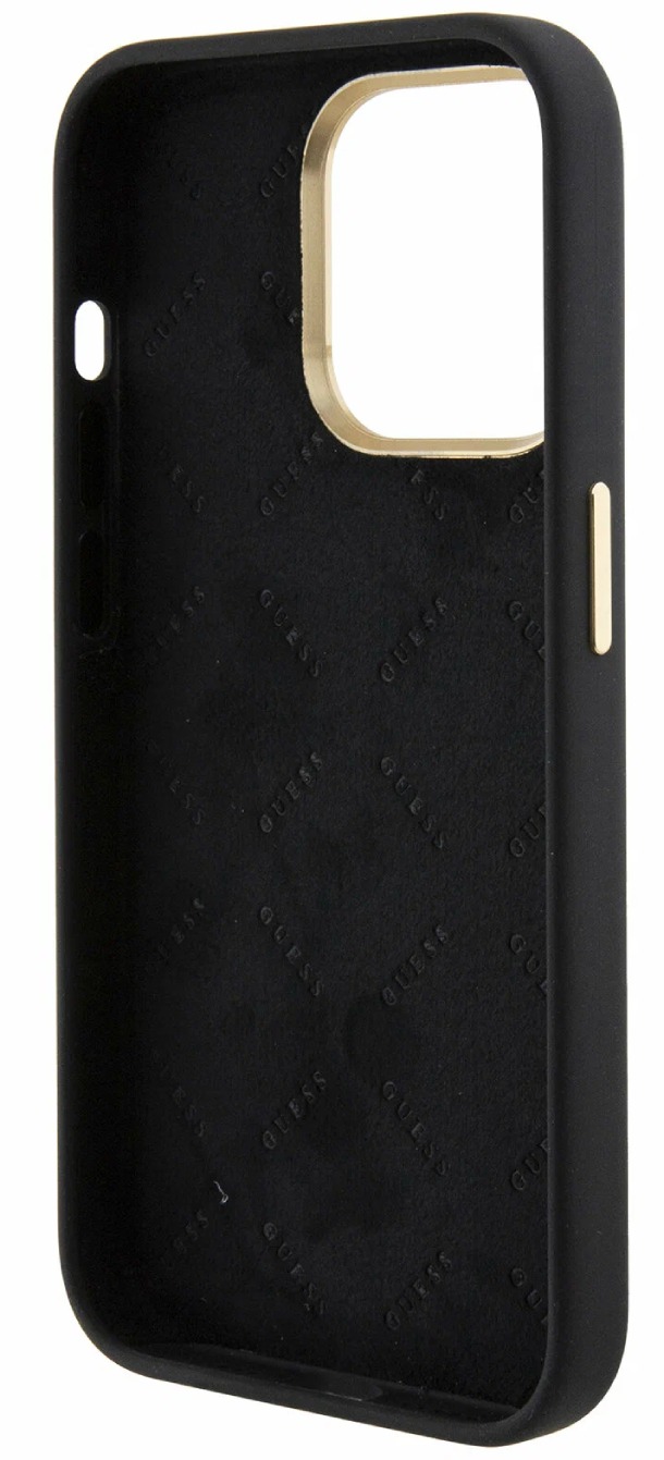 Чехол Guess для iPhone 15 Pro Max, Силикон with 4G Diamond metal logo Hard, Черный
